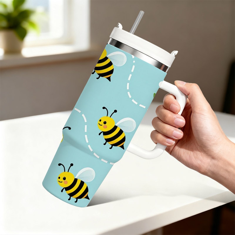 Playful Cartoon Bee And White  - Sublimation Mug White 评论和价格