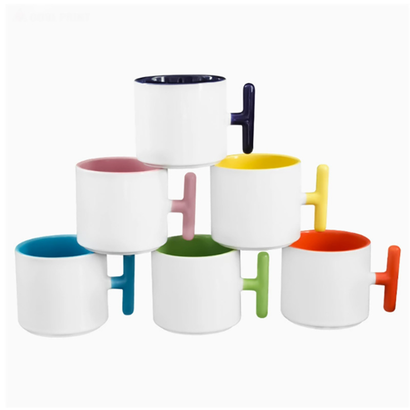2PCS Creativity T-shaped handl - Sublimation Mug White 评论和价格