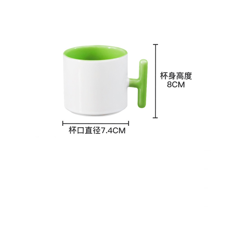 2PCS Creativity T-shaped handl - Sublimation Mug White 评论和价格